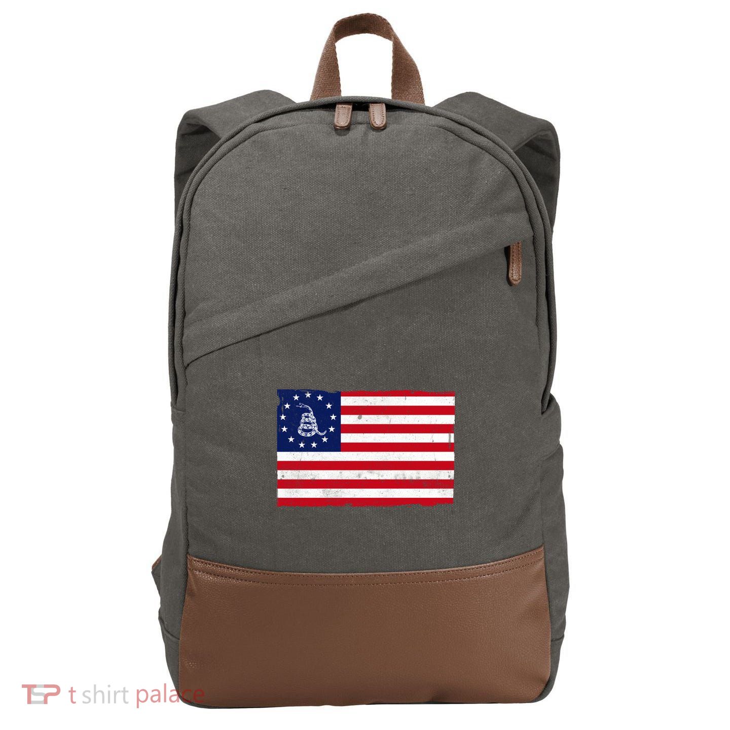 Betsy Ross Don't Tread On Me Flag Cotton Canvas Backpack