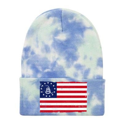 Betsy Ross Don't Tread On Me Flag Tie Dye 12in Knit Beanie