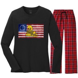 Betsy Ross Don't Trend On Me Snake Women's Long Sleeve Flannel Pajama Set 