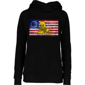 Betsy Ross Don't Trend On Me Snake Womens Funnel Neck Pullover Hood