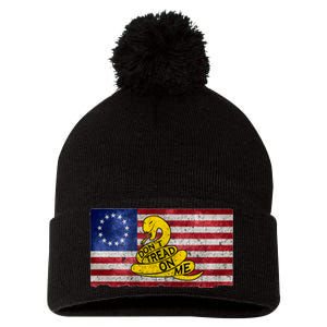 Betsy Ross Don't Trend On Me Snake Pom Pom 12in Knit Beanie