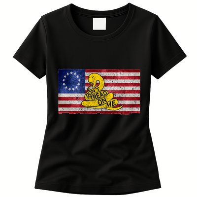 Betsy Ross Don't Trend On Me Snake Womens T-Shirt