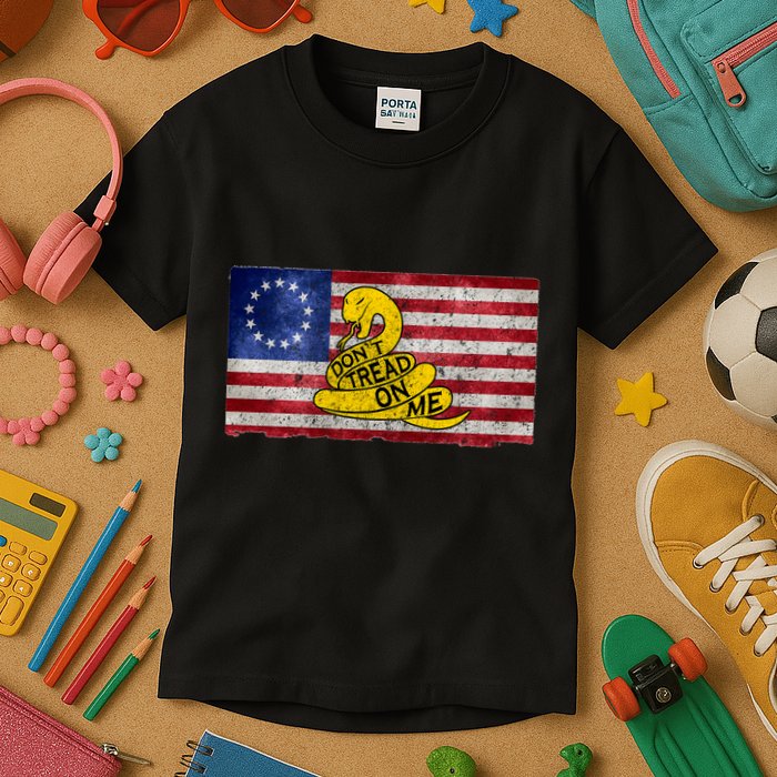 Betsy Ross Don't Trend On Me Snake Kids T-Shirt