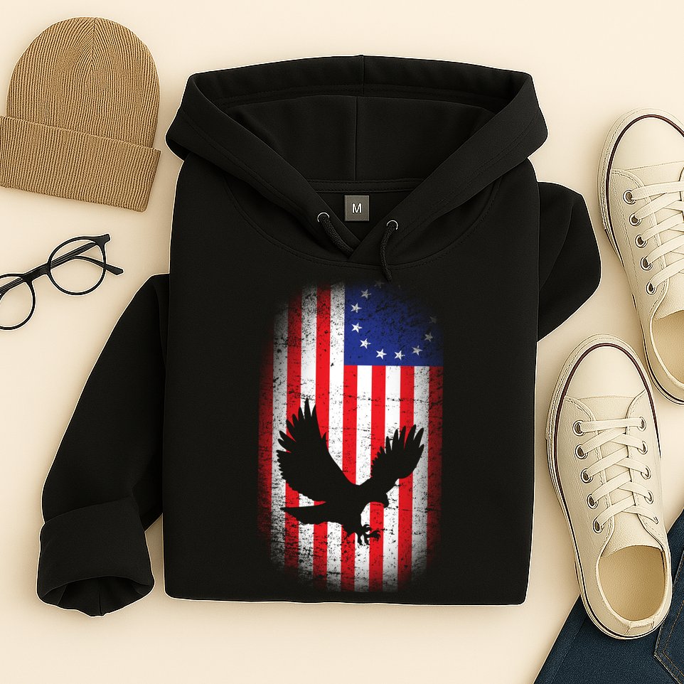 Betsy Ross Flag 13 Colonies Bald Eagle Hoodie