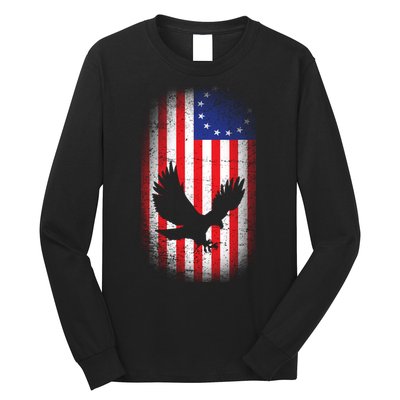 Betsy Ross Flag 13 Colonies Bald Eagle Long Sleeve Shirt