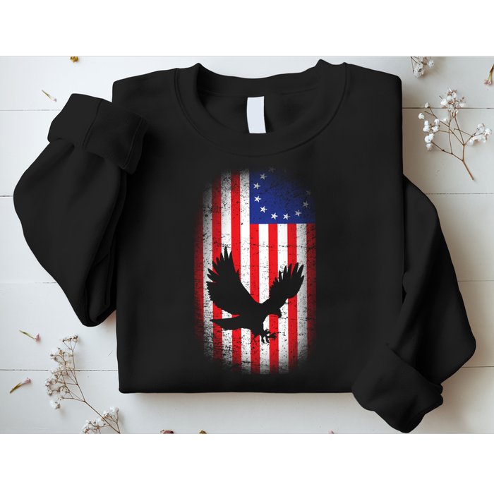 Betsy Ross Flag 13 Colonies Bald Eagle Sweatshirt
