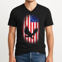 Betsy Ross Flag 13 Colonies Bald Eagle V-Neck T-Shirt