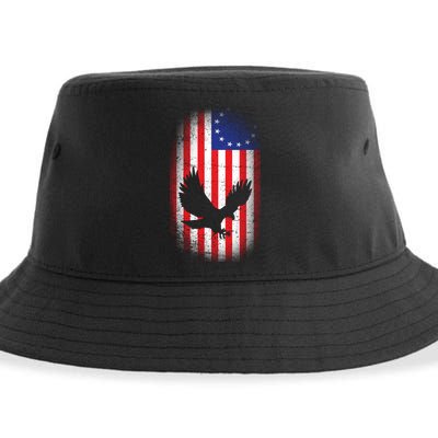 Betsy Ross Flag 13 Colonies Bald Eagle Sustainable Bucket Hat