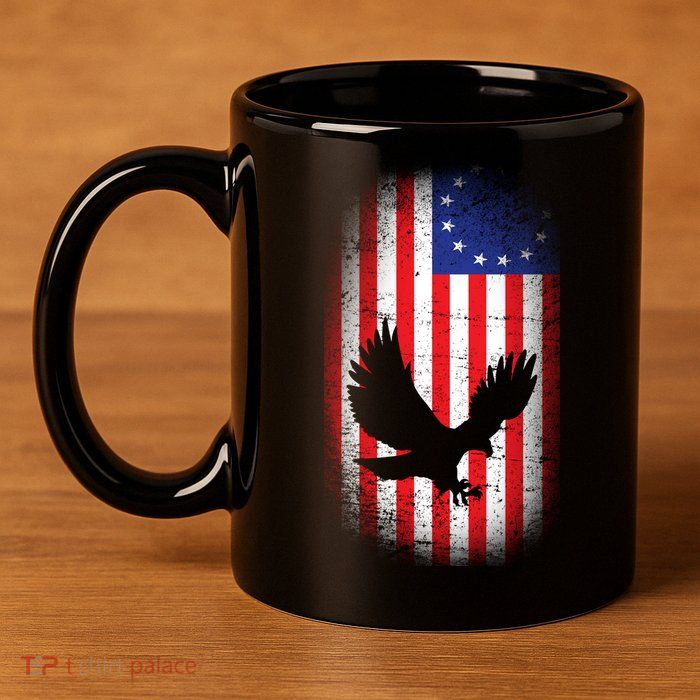Betsy Ross Flag 13 Colonies Bald Eagle 11oz C Handle Ceramic Mug