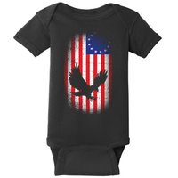 Betsy Ross Flag 13 Colonies Bald Eagle Baby Bodysuit