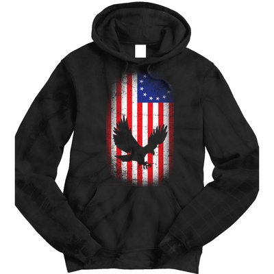Betsy Ross Flag 13 Colonies Bald Eagle Tie Dye Hoodie