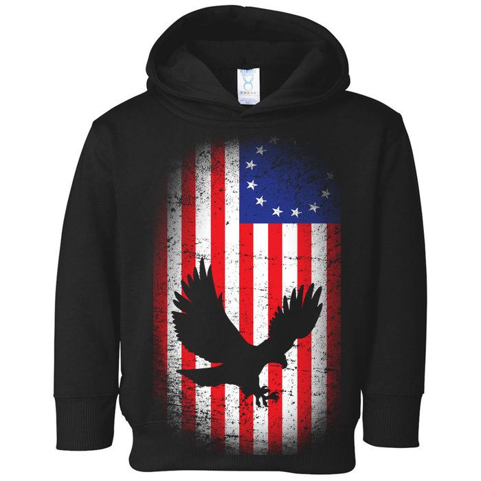 Betsy Ross Flag 13 Colonies Bald Eagle Toddler Hoodie