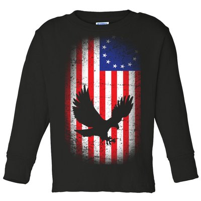 Betsy Ross Flag 13 Colonies Bald Eagle Toddler Long Sleeve Shirt