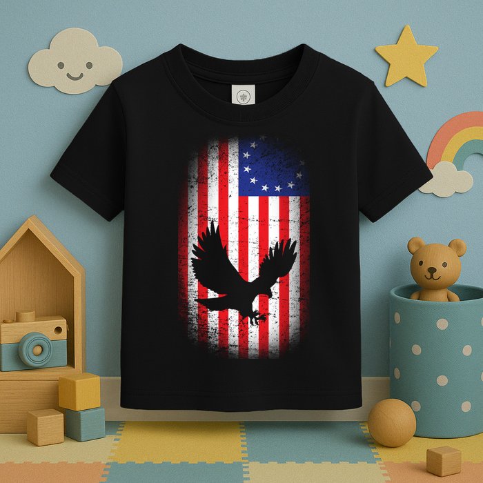 Betsy Ross Flag 13 Colonies Bald Eagle Toddler T-Shirt