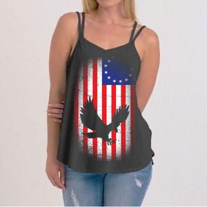 Betsy Ross Flag 13 Colonies Bald Eagle Women's Strappy Tank