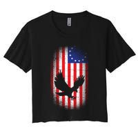 Betsy Ross Flag 13 Colonies Bald Eagle Women's Crop Top Tee