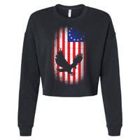 Betsy Ross Flag 13 Colonies Bald Eagle Cropped Pullover Crew