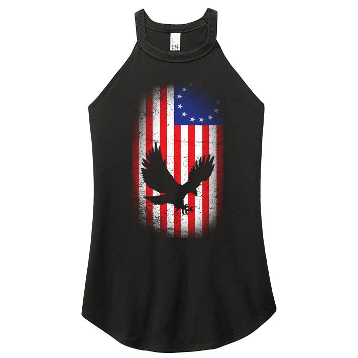 Betsy Ross Flag 13 Colonies Bald Eagle Women's Perfect Tri Rocker Tank