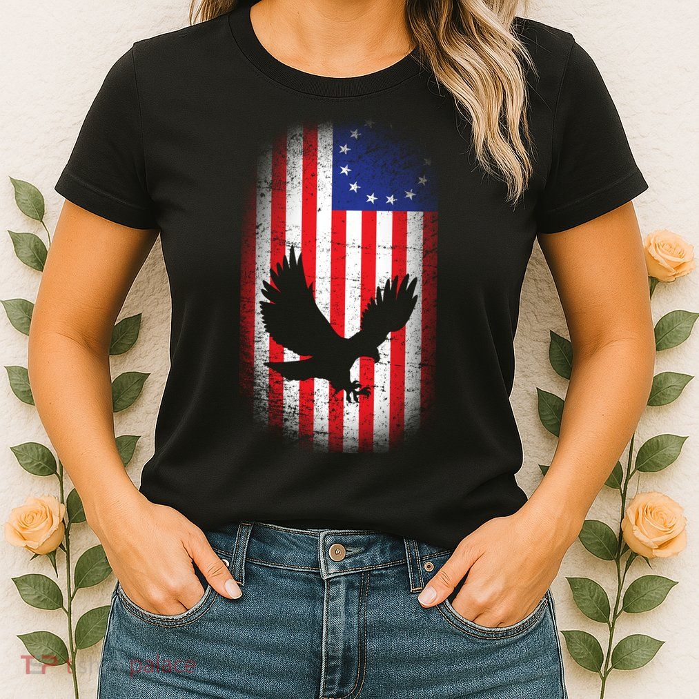 Betsy Ross Flag 13 Colonies Bald Eagle Womens T-Shirt