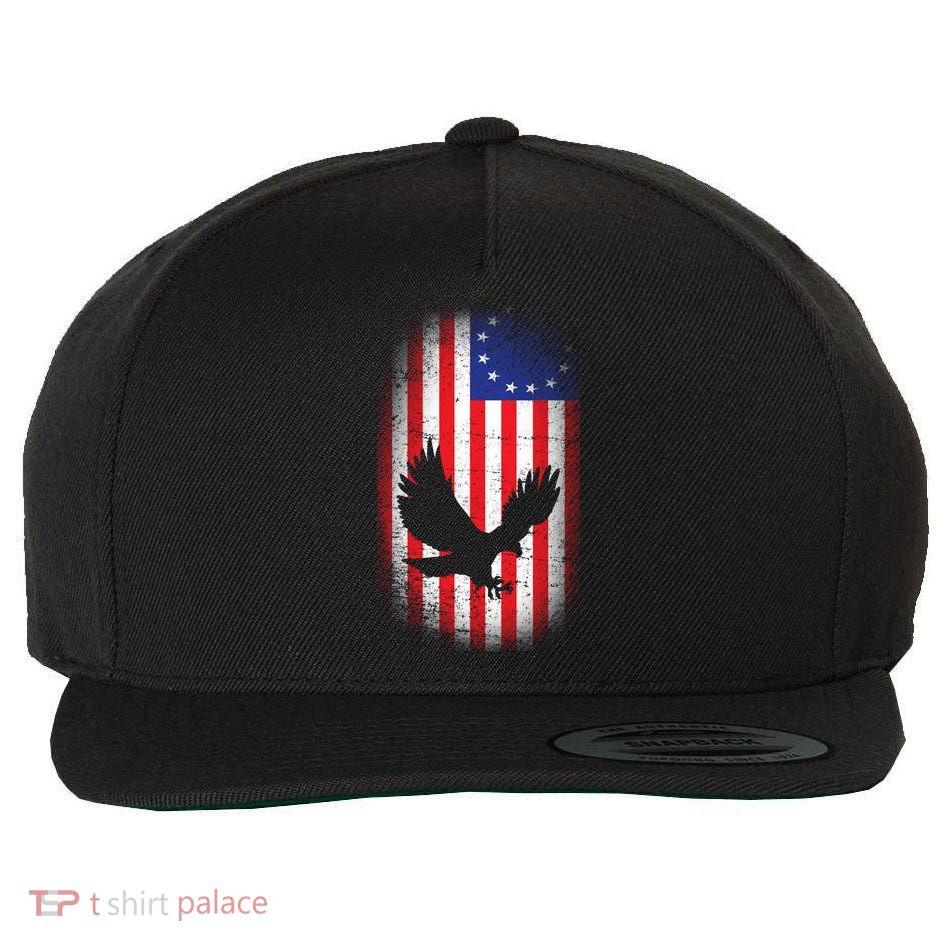 Betsy Ross Flag 13 Colonies Bald Eagle Wool Snapback Cap
