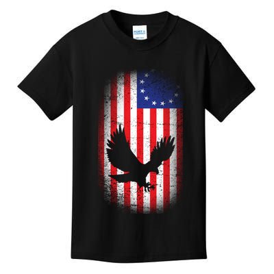 Betsy Ross Flag 13 Colonies Bald Eagle Kids T-Shirt