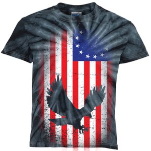 Betsy Ross Flag 13 Colonies Bald Eagle Kids Tie-Dye T-Shirt