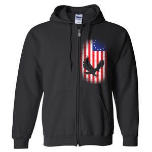 Betsy Ross Flag 13 Colonies Bald Eagle Full Zip Hoodie