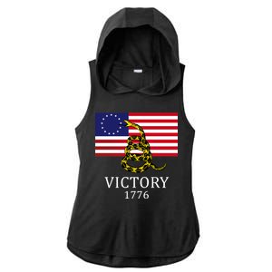 Betsy Ross Flag Don't Tread On Me 13 Colonies Ladies PosiCharge Tri-Blend Wicking Draft Hoodie Tank