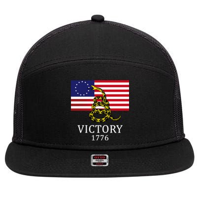 Betsy Ross Flag Don't Tread On Me 13 Colonies 7 Panel Mesh Trucker Snapback Hat