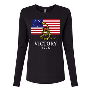 Betsy Ross Flag Don't Tread On Me 13 Colonies Womens Cotton Relaxed Long Sleeve T-Shirt