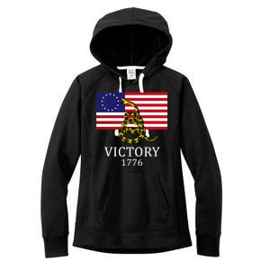 Betsy Ross Flag Don't Tread On Me 13 Colonies Women's Fleece Hoodie