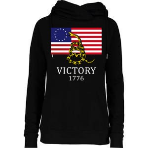 Betsy Ross Flag Don't Tread On Me 13 Colonies Womens Funnel Neck Pullover Hood