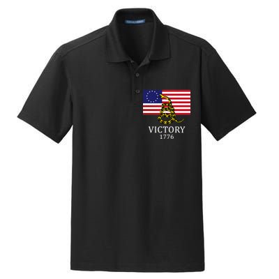 Betsy Ross Flag Don't Tread On Me 13 Colonies Dry Zone Grid Polo