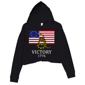 Betsy Ross Flag Don't Tread On Me 13 Colonies Crop Fleece Hoodie