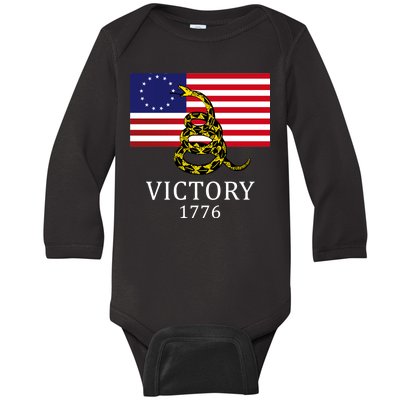 Betsy Ross Flag Don't Tread On Me 13 Colonies Baby Long Sleeve Bodysuit