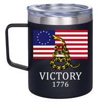 Betsy Ross Flag Don't Tread On Me 13 Colonies 12oz Stainless Steel Coffee Mug