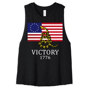 Betsy Ross Flag Don't Tread On Me 13 Colonies Women's Racerback Cropped Tank