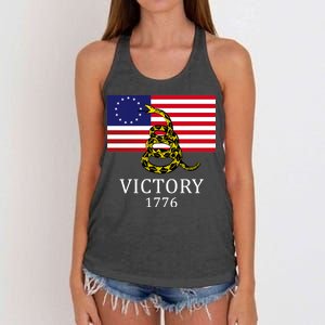 Betsy Ross Flag Don't Tread On Me 13 Colonies Women's Knotted Racerback Tank