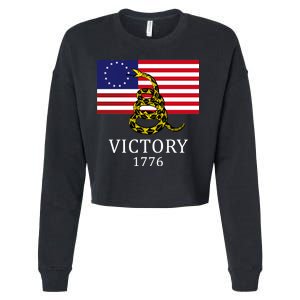 Betsy Ross Flag Don't Tread On Me 13 Colonies Cropped Pullover Crew