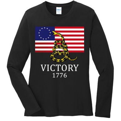 Betsy Ross Flag Don't Tread On Me 13 Colonies Ladies Long Sleeve Shirt