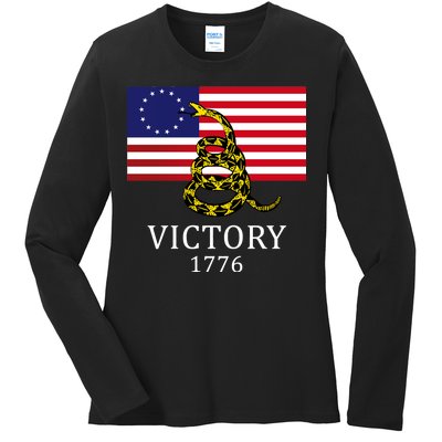 Betsy Ross Flag Don't Tread On Me 13 Colonies Ladies Long Sleeve Shirt