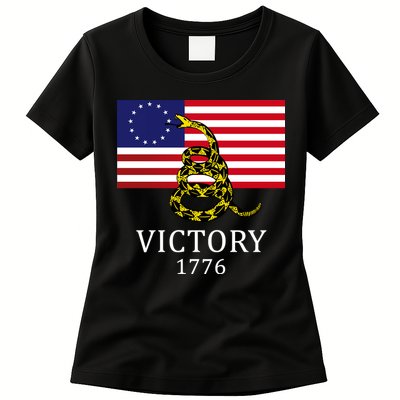 Betsy Ross Flag Don't Tread On Me 13 Colonies Womens T-Shirt