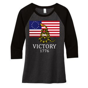 Betsy Ross Flag Don't Tread On Me 13 Colonies Women's Tri-Blend 3/4-Sleeve Raglan Shirt