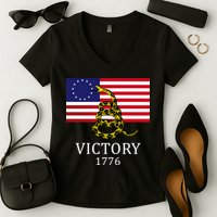 Betsy Ross Flag Don't Tread On Me 13 Colonies Women's V-Neck T-Shirt