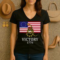 Betsy Ross Flag Don't Tread On Me 13 Colonies Women's V-Neck T-Shirt
