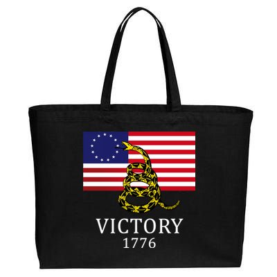 Betsy Ross Flag Don't Tread On Me 13 Colonies Cotton Canvas Jumbo Tote