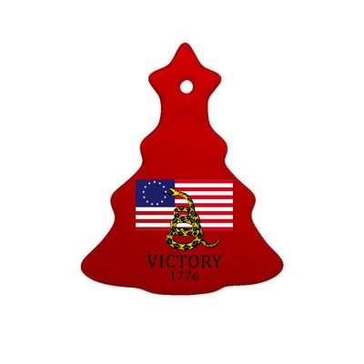 Betsy Ross Flag Don't Tread On Me 13 Colonies Ceramic Tree Ornament