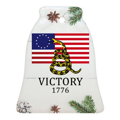 Betsy Ross Flag Don't Tread On Me 13 Colonies Ceramic Bell Ornament