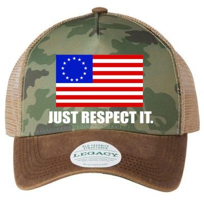 Betsy Ross Flag Just Respect It Legacy Tie Dye Trucker Hat