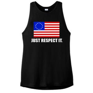 Betsy Ross Flag Just Respect It Ladies PosiCharge Tri-Blend Wicking Tank